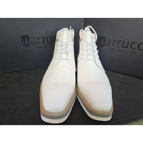 Carrucci Men’s White Leather Patterned Design Lace Up Ankle Boots Us 10 D main image 7